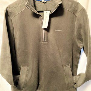 NWT Calvin Klein Men M fleece jacket 40R2441 Quality Gray / Green side pockets